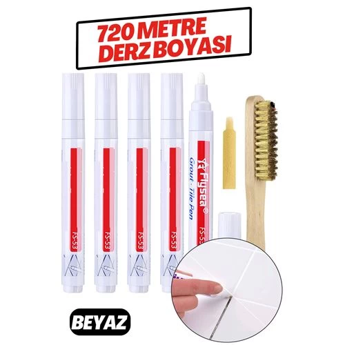 Transformacion 6 Set Derz Arası 720 Metre Boyama Rötüş Kalemi Beyaz