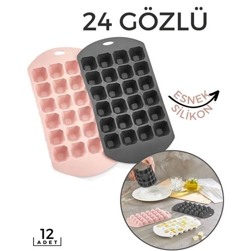 Transformacion 12 Adet Hızlı Buz Kalıbı 24 Bölme Esnek Silikon Sauvage Design