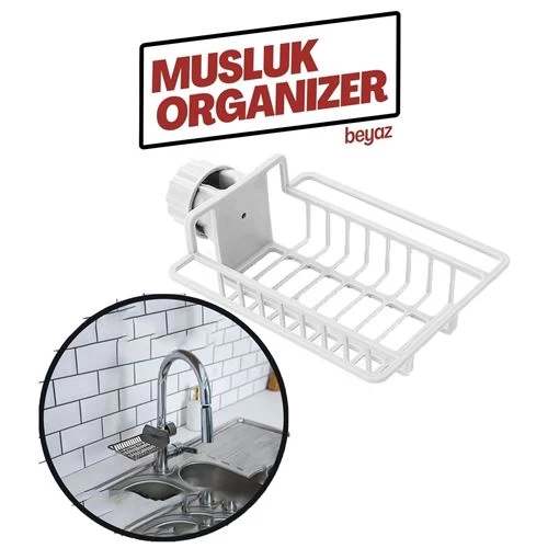 Transformacion 12+2 Adet Patrisha Musluk Organizeri Mutfak Banyo Duş Beyaz