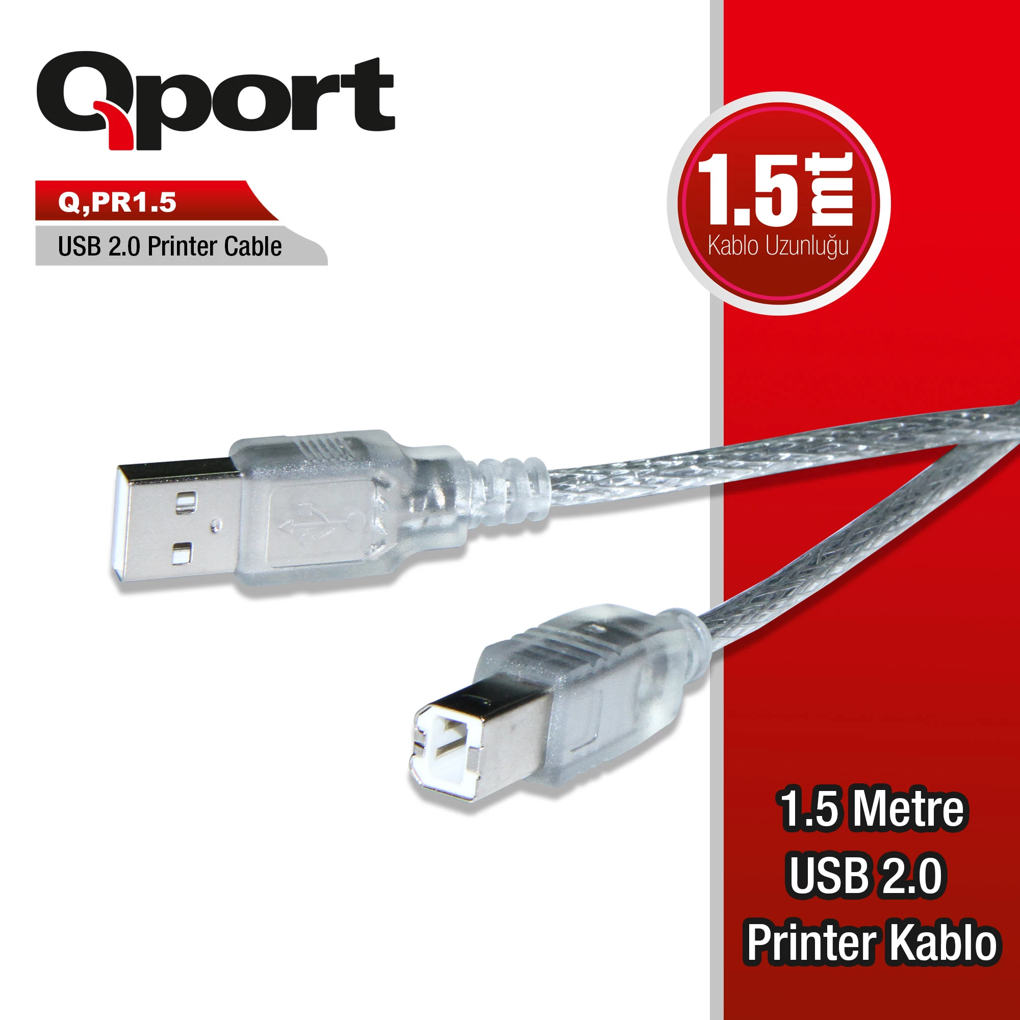 Qport Q-pr1.5 Usb 2.0 1.5 Metre Yazici Kablo