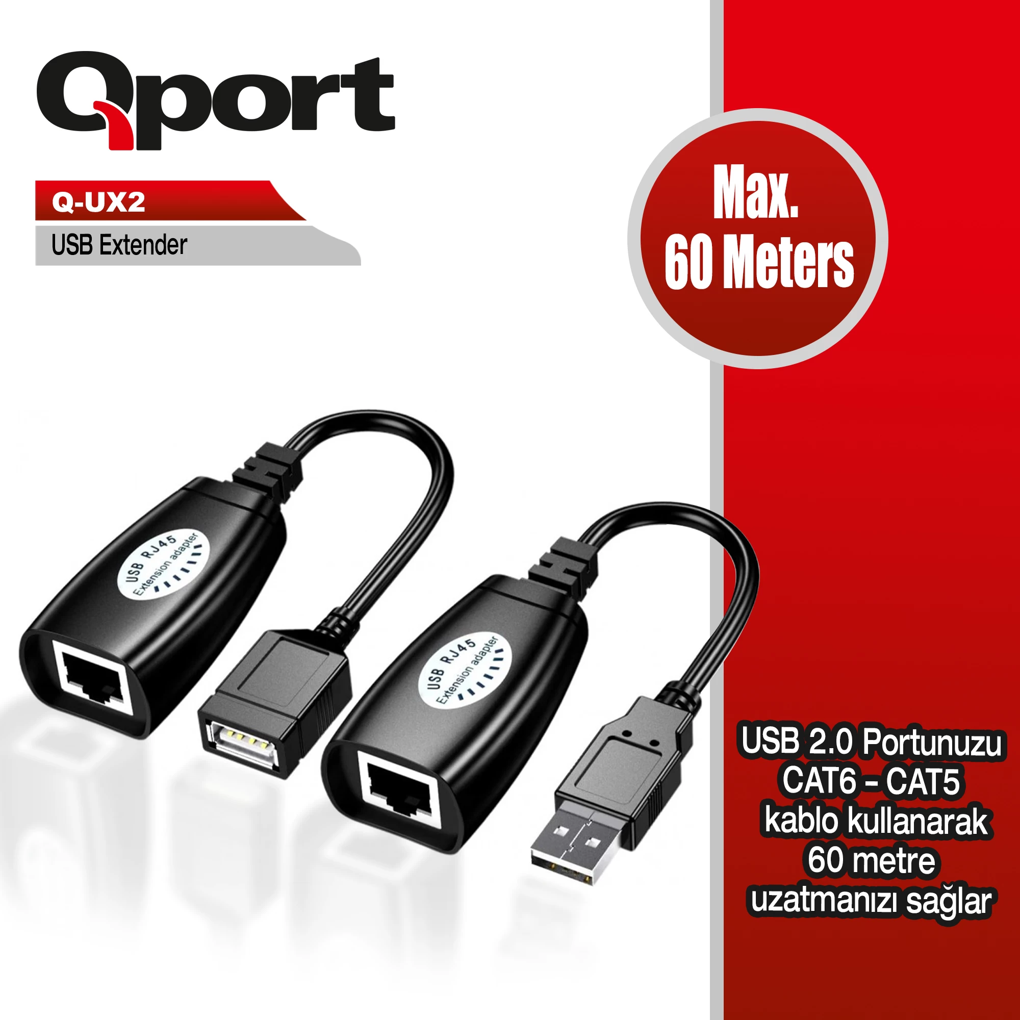 Qport Q-ux2 60m Usb Extender 2'lİ Paket