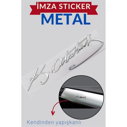 Modacar Metal Atatürk İmzası Sticker 8.5 Cm