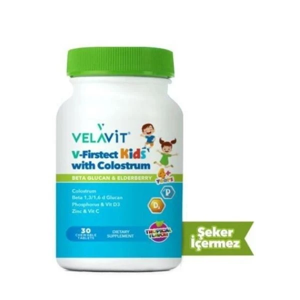 Velavit  V-Firstect Kids with Colostrum Takviye Edici Gıda 30 Kapsül