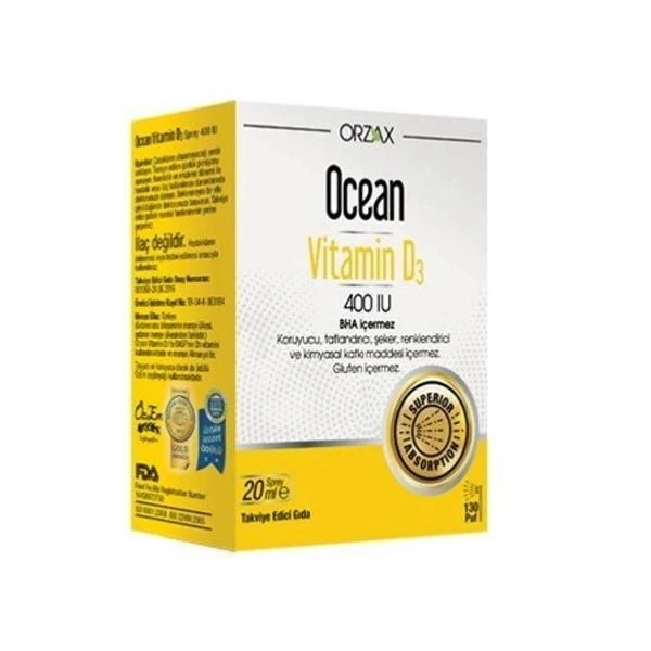 Orzax Ocean  Vitamin D3 400 IU Sprey 20 Ml