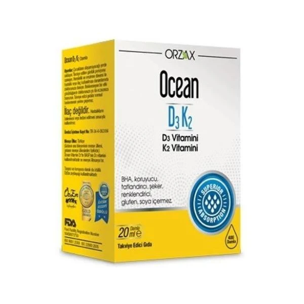 Orzax Ocean  D3K2 Vitamin Damla 20 Ml
