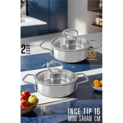 Transformacion Mini Kapaklı Sahan Tencere 2 Adet Çelik 16 Cm 720322