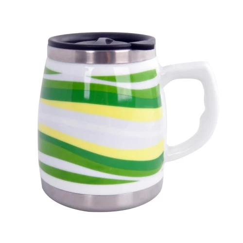 Andoutdoor And325a İçi Çelik Dışı Desenli Seramik Kupa Mug