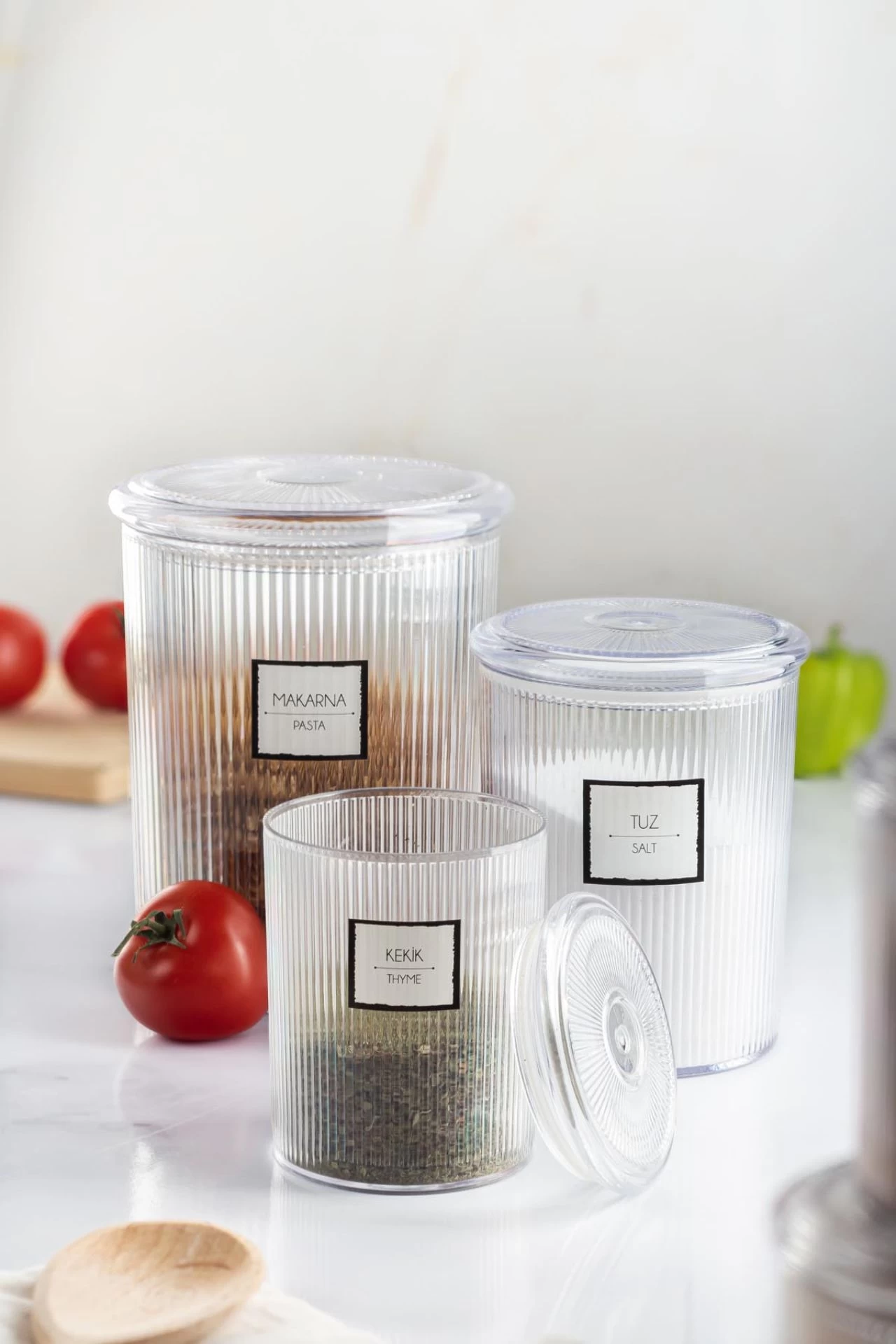 12'li Barok Yuvarlak 3 Boy Kavanoz Seti & Saklama Kabı & Erzak Kabı (4*2000 Ml, 4*1000 Ml, 4*500 Ml)