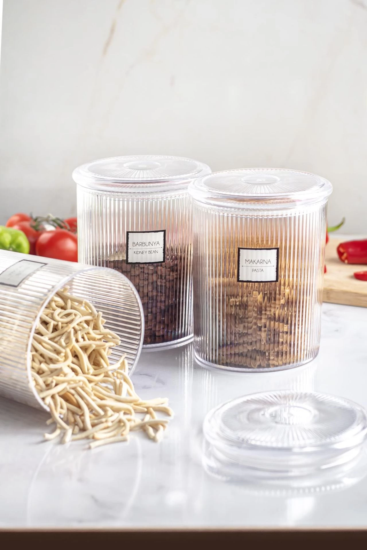 9'lu Barok Yuvarlak Büyük Kavanoz Seti & Saklama Kabı & Erzak Kabı (9*2000 Ml)