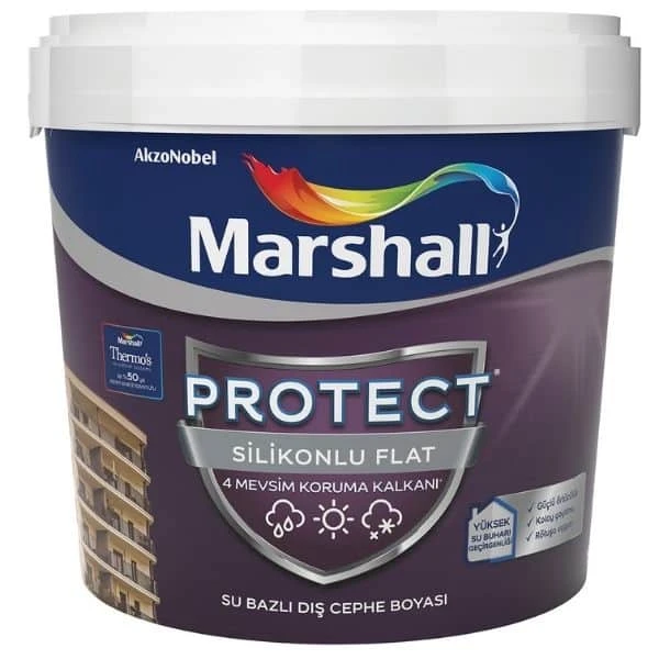 Marshall Protect Silikonlu Flat Beyaz Dış Cephe Boyası 2,5 Lt