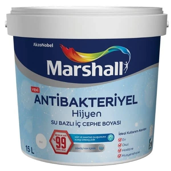 Marshall Antibakteriyel Hijyen İç Cephe Boyası Beyaz 15 Lt