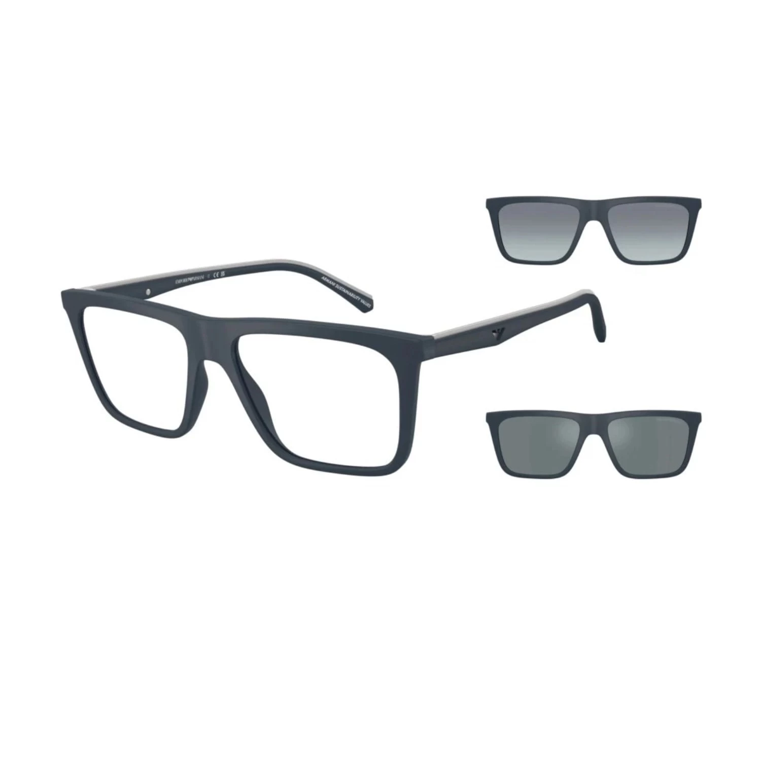 Emporio Armani Ea 4258 50881W 54 Erkek Kare Aynalı Klipsli Mavi Kemik Güneş Gözlüğü