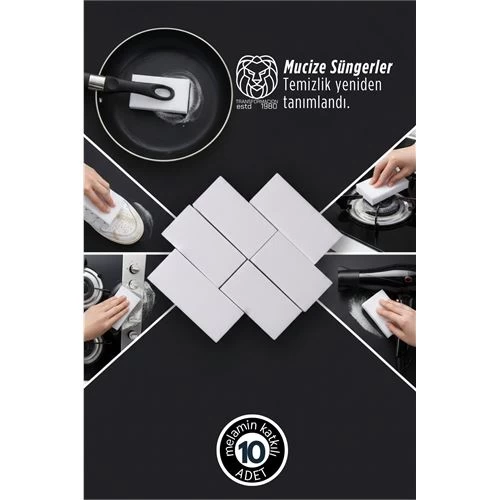 10’Lu Mucize Melamin Sünger - Nano Leke Çıkarıcı Sihirli Temizlik Serisi 722896